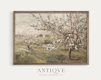 Spring Blooming Tree Painting | Vintage European Art | Muted Colors Print | Printable Digital Download | 810