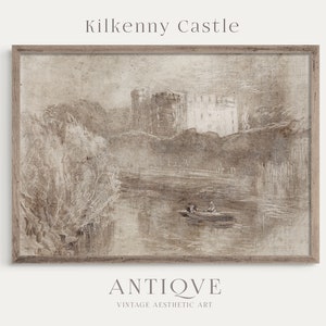 Kilkenny Castle, Ireland | Rustic Canvas Painting | Vintage Ireland Home Decor | Irish Castle Digital Download | 848