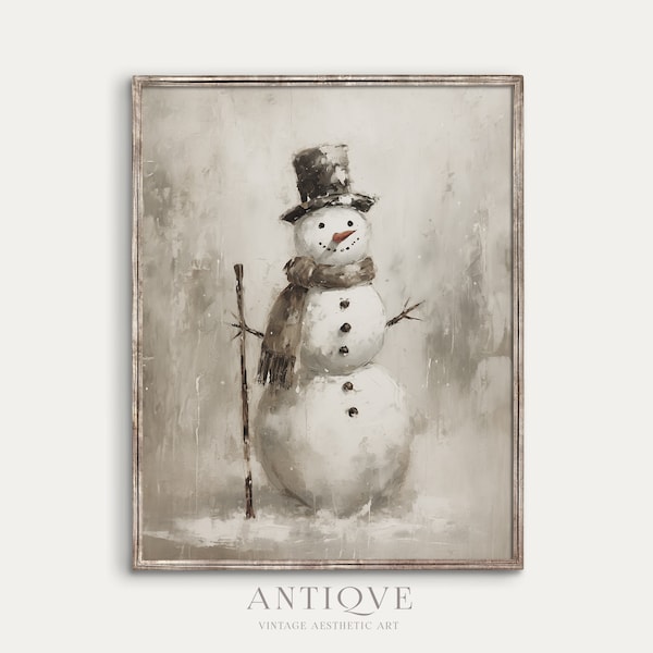 Snowman Christmas Painting | Snow Man | Rustic Christmas Decor | Farmhouse | Digital Download | 1063