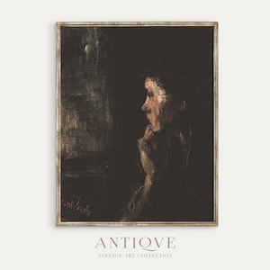 Moody Portrait Painting | Dark Academia | Vintage Printable Download | 485