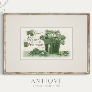 impression de la Saint-Patrick vintage | Chapeau irlandais vert avec trèfles | Décoration d'intérieur Irlande | Saint-Paddy | Téléchargement numérique | 720