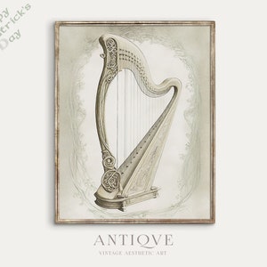 Impression de croquis simple de harpe celtique | Harpe irlandaise à imprimer | Irlande Décoration de la Saint-Patrick | Saint-Paddy | Téléchargement numérique | 722