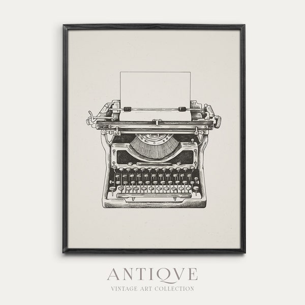 Vintage Typewriter Sketch | Dark Academia Art | Printable Download | 482