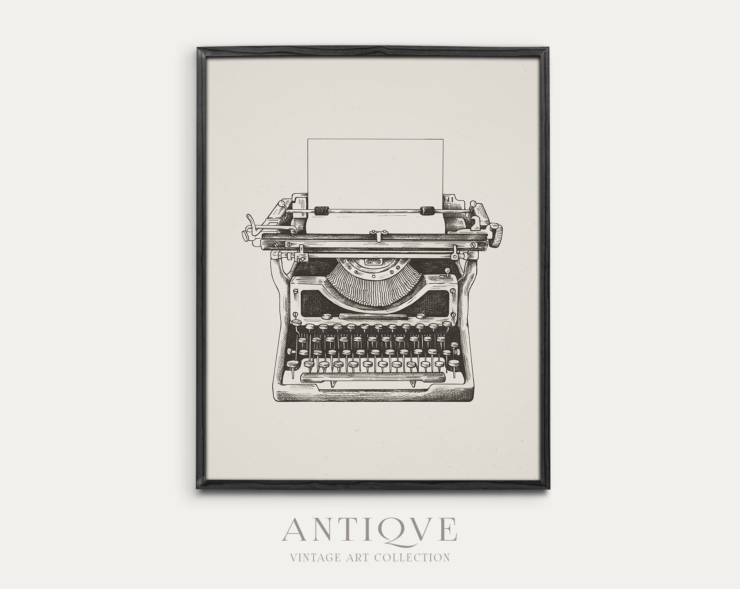 Vintage Typewriter Sketch | Dark Academia Art | Printable Download | 482