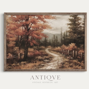 Wooden Cottage in Autumn Woodlands Print | Fall Landscape Painting | Rustic Autumn Decor | Digital Download | 958