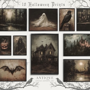 Halloween Gallery Wall | 10 prints | Dark and Moody Art | Gothic Decor | Printable Download | S66