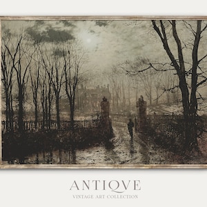 Dark Gates Oil Painting | Moody Vintage Art | Digital Download | 553