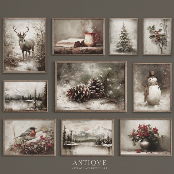 Weihnachten Winter Print Set | Rustikale Schneebedeckte Galeriewand | 10 Drucke | Druckbare Download | S70