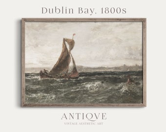 Dublin Bay | Seascape with Boat | Vintage Ireland Home Decor | Digital Download | Vintage Irish Seascape | 843