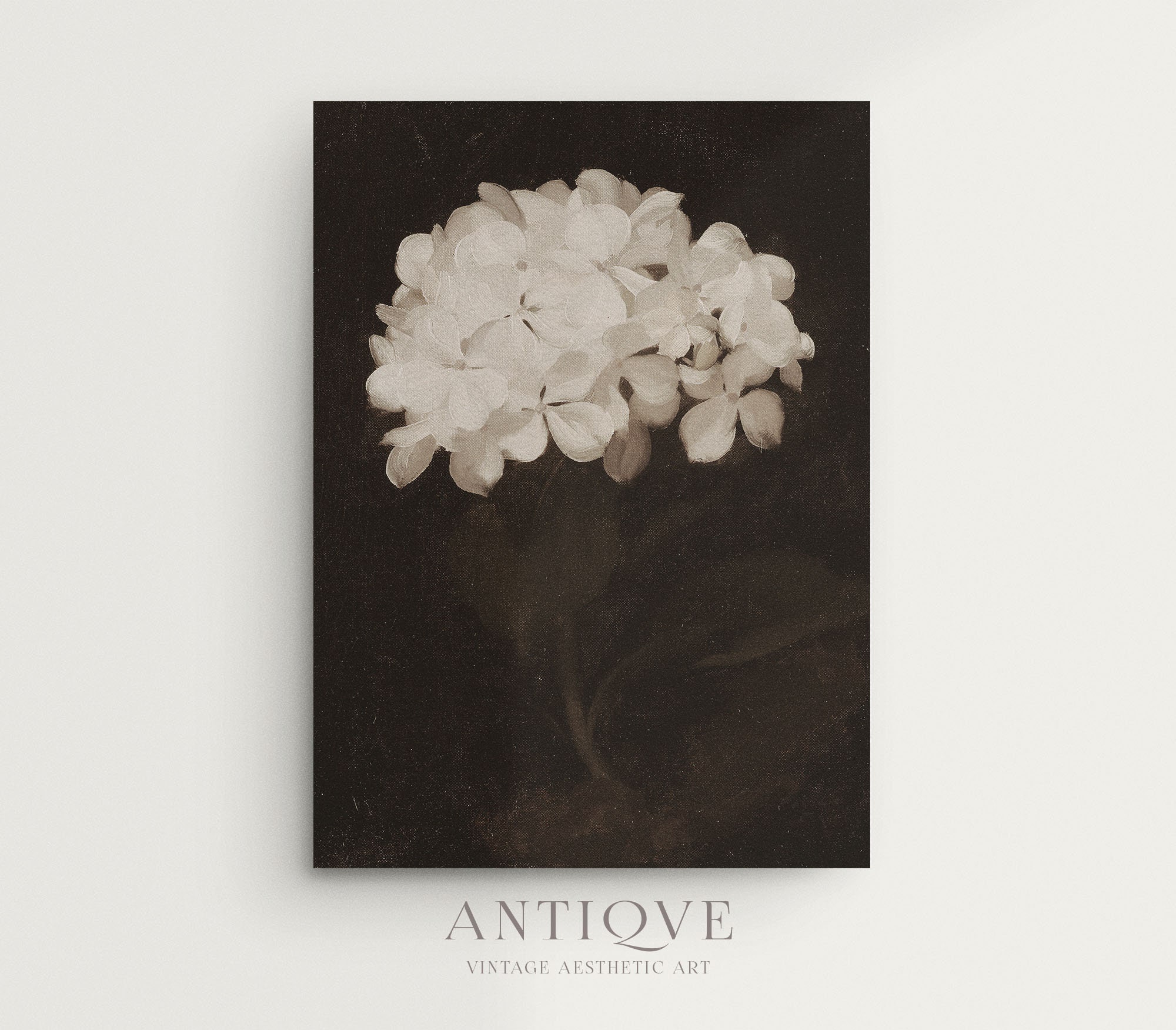 Moody Hydrangea Vintage Still Life | White Flower Painting | Dark ...