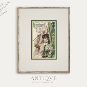impression vintage de la Saint-Patrick de l'Irlande Etats-Unis | Drapeaux irlandais et américains | Décoration d'intérieur Irlande | Saint-Paddy | Téléchargement numérique | 717