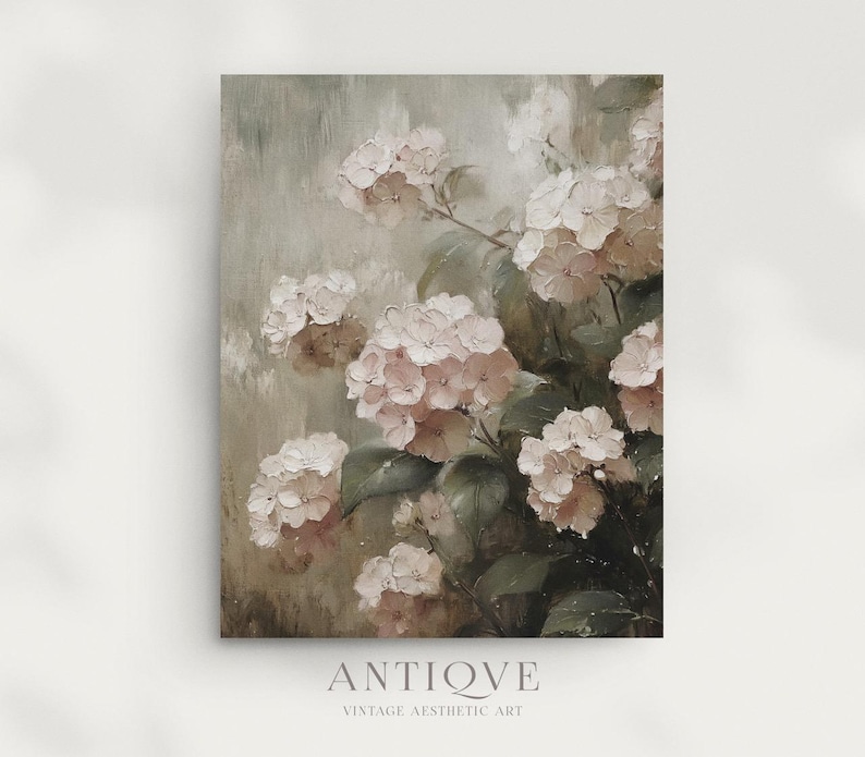 Pink Hydrangea | Muted Colors Wall Art | Spring Floral | Digital ...