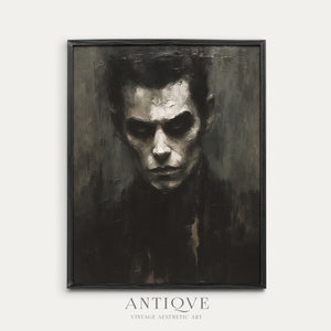 Vampire Portrait Textured Painting | Dark Gothic Decor | Halloween Printable | Digital Download | 989