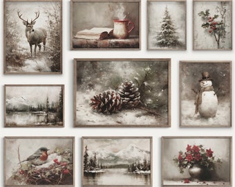 Winter Print Set | Rustic Snowy Gallery Wall | 10 prints | Printable Download | S70
