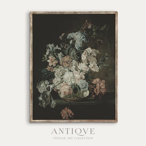 Moody Floral Oil Painting | Vintage Print | Digital Download | 005