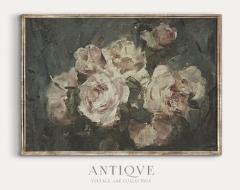 Moody Roses Oil Painting | Vintage Art | Digital Download | 025
