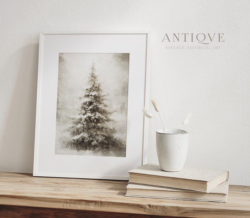 Fir Tree Painting Print | Snow Covered Pine Tree | Christmas Tree in ...