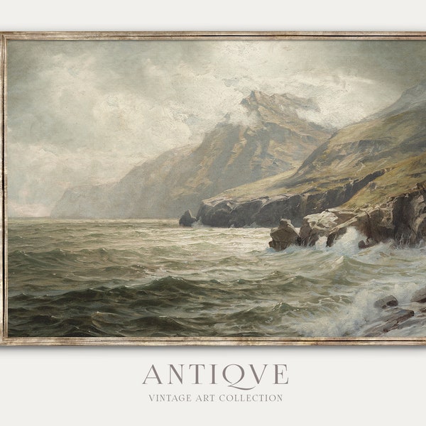 Irish Cliffs of Donegal | Vintage Ireland Home Decor | Digital Download | Vintage Irish Seascape | 594