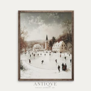 Vintage Winter Skating Scene Print | Rustic Christmas Decor | Digital Download | 2025_V