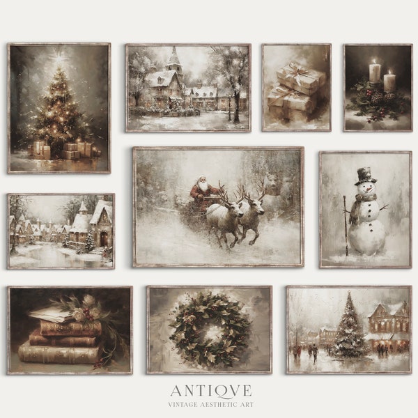 Christmas Print Set | Holiday Snowy Winter Gallery Wall | 10 prints | Digital Printable Download | S71
