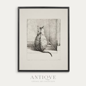 Moody Cat Sketch | Dark Academia Wall Art | Printable Download | 501