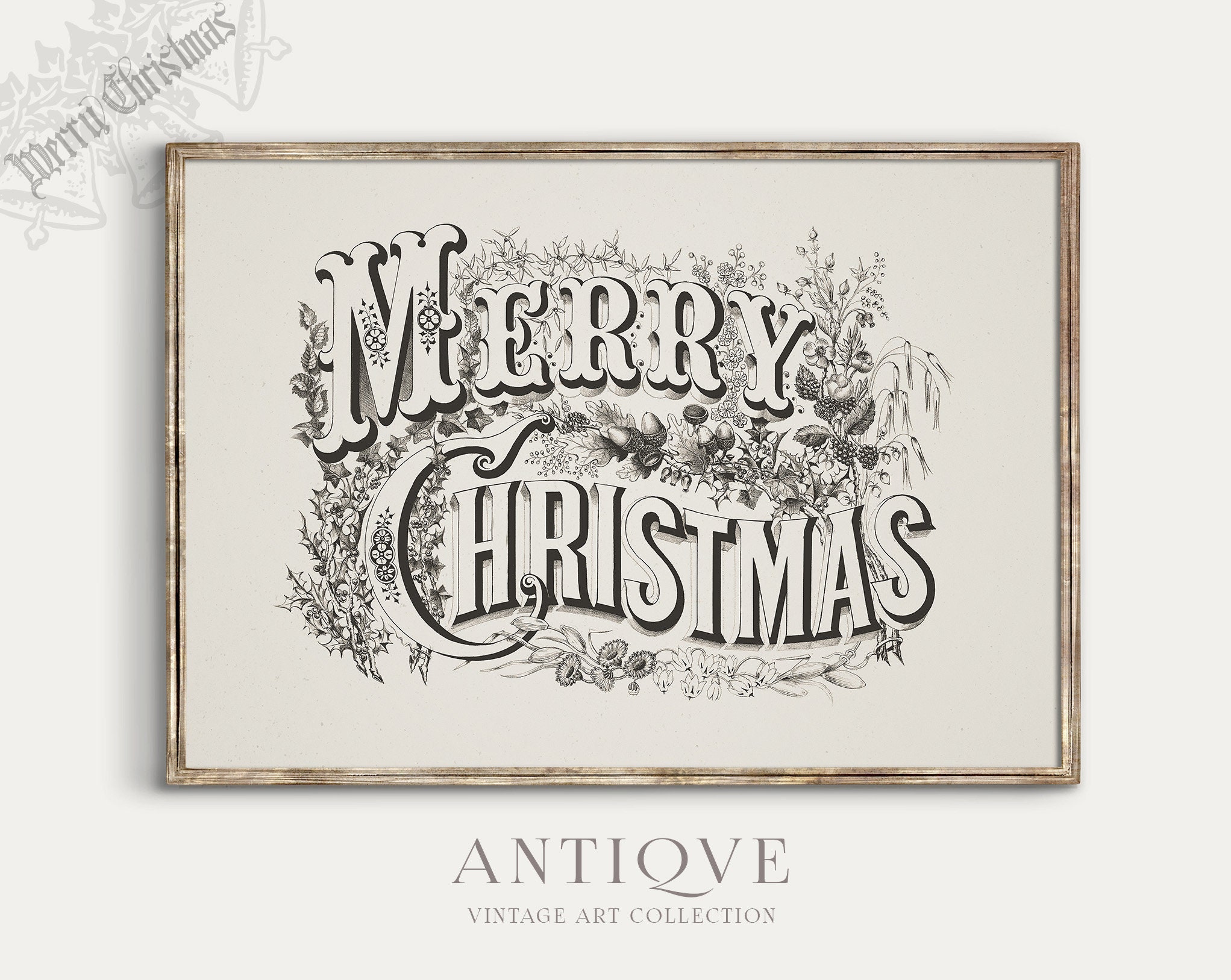 Vintage Merry Christmas Text Art