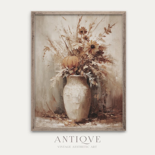 Still Life Artistic Painting | Autumn Flowers in Vase Oil Painting | Printable Wall Art | Digital Download | 949