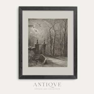 Manor Gate Sketch | Dark Academia Print | Printable Download | 569