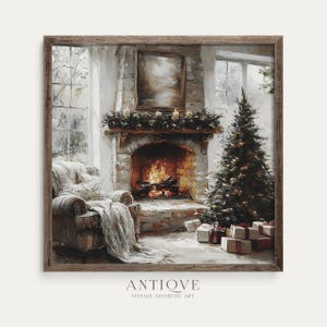 Warm Winter Fireplace | Stone Cottage Print | Square Rustic Print | Farmhouse | Digital Download | 2020_SQ