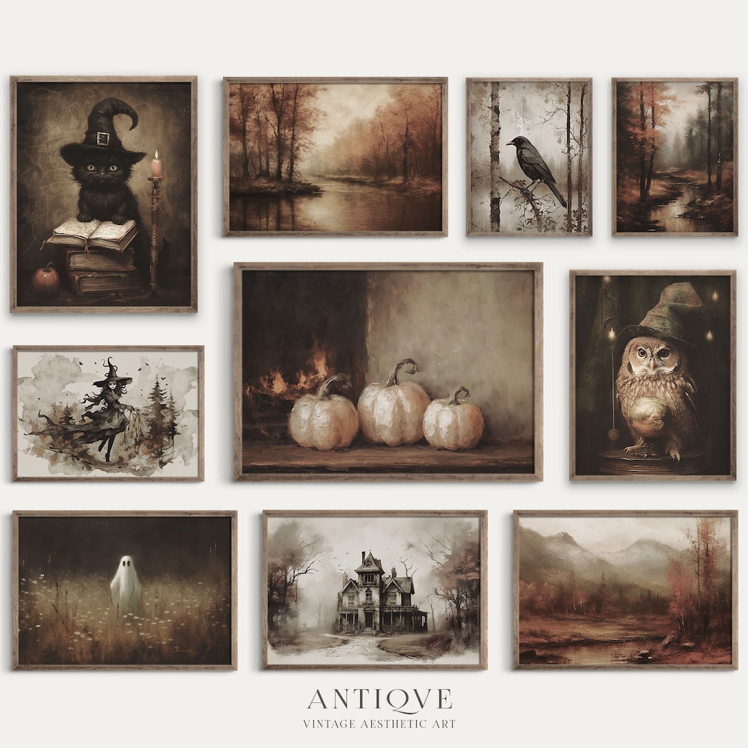 Fall Halloween Print Set | Moody Autumn Gallery Wall | 10 Autumnal ...