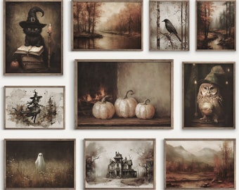 Fall Halloween Print Set | Moody Autumn Gallery Wall | 10 Autumnal Prints | Rustic Decor | Printable Download | S67