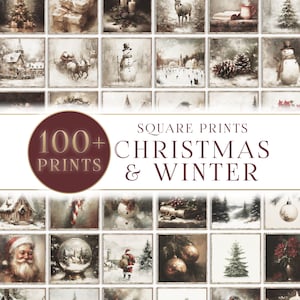 SQUARE PRINTS Christmas Mega Bundle | 100+ Prints | Vintage Holiday Decor | Winter Gallery Wall | Classy Printable Download | S108