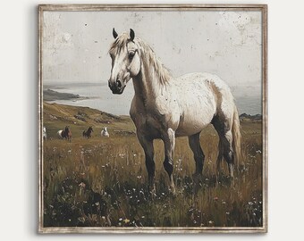 Square Connemara Pony Printable Art | Irish Horse Painting | Rural Ireland Decor | Digital Download | 2829_SQ