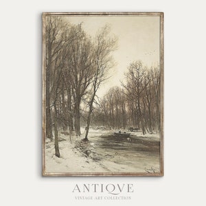 Vintage Snowy Landscape | Winter Wall Art | Printable Download | 294