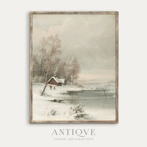 Cottage in the Snow | Country Winter Lodge | Printable Download | 561