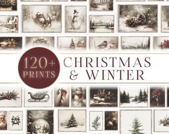 Christmas Mega Bundle Prints | 120+ Prints | Vintage Holiday Decor | Winter Gallery Wall | Classy Printable Download | S102