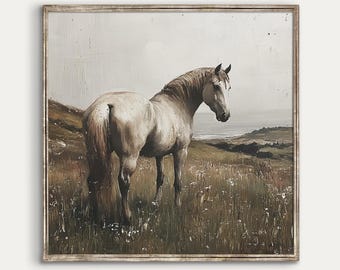 Square Connemara Pony Printable Art | Irish Horse Painting | Rural Ireland Decor | Digital Download | 2798_SQ