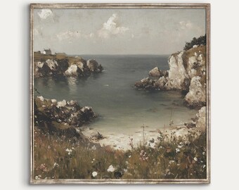 Square Irish Coastal Cove Printable Art | Irish Beach Print | Seaside Landscape | Digital Download | 2791_SQ