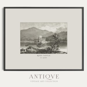 Ross Castle in Killarney, Co. Kerry, Ireland | Vintage Engraving from 1800 | Irish Home Decor | Antique Irish Print | Digital Download | 604