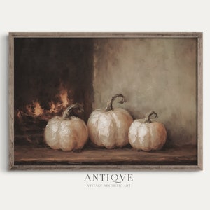 Moody Pumpkin Print | Rustic Fall Painting | Farmhouse Art | Fireplace Printable Wall Art | Digital Download | 925