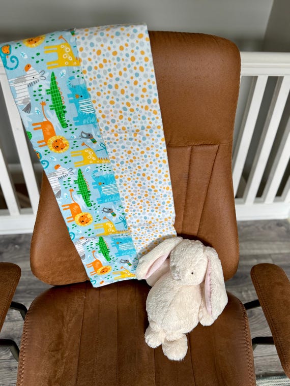 Safari Animals Handmade Baby Blanket Reversible Two in One