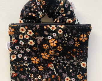 Bundle Corduroy zipper Pouch and scrunchie