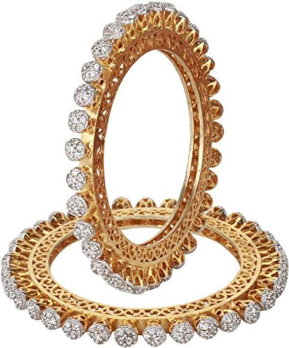 Gold Plated Traditional American Diamond Studded White Cz diamond