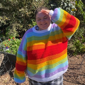 Customisable Crochet Oversized Striped Sweater