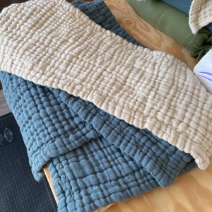 Musselin Spucktuch | 8-lagig | Creme | Staubiges Blau