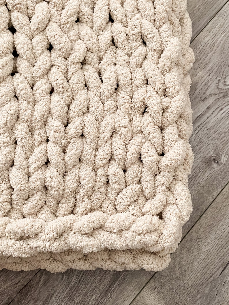 Chunky Handknit Blanket Oatmeal Etsy