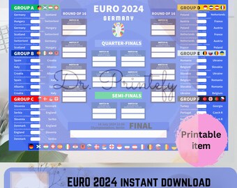 EURO 2024 wallchart Printable European championship Digital download  fixture download printable Euro schedule PDF football Germany poster