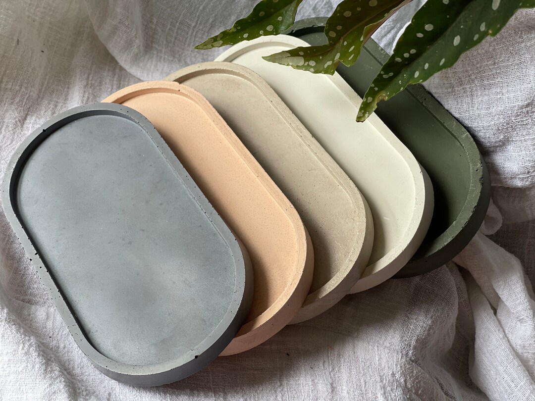 Handmade Concrete Oval Trinket Decorative Tray - Etsy Australia