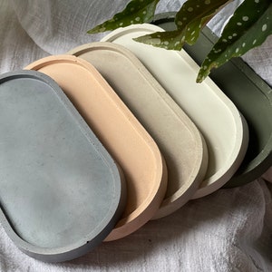 Handmade Concrete Oval Trinket  Decorative Tray