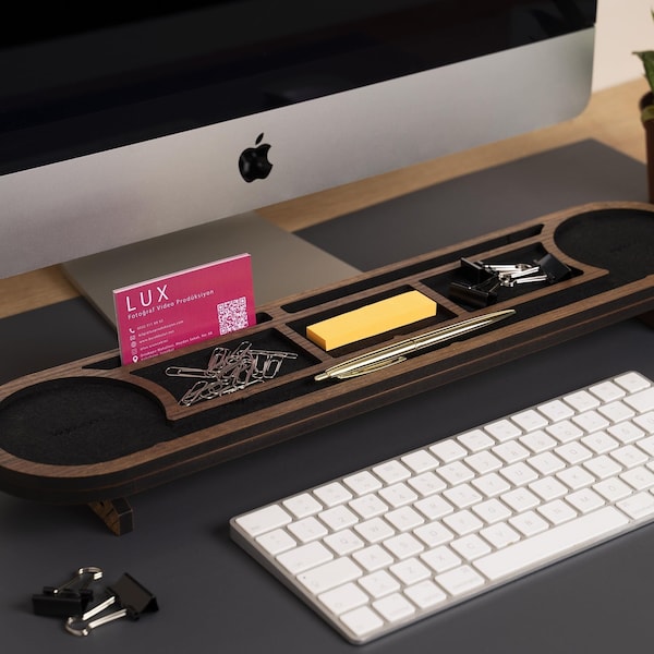 Wood Desk Organizer for Accessories, Docking Station, Office & Desk Storage, Pen Holder, Phone Stand, Business Card Holder